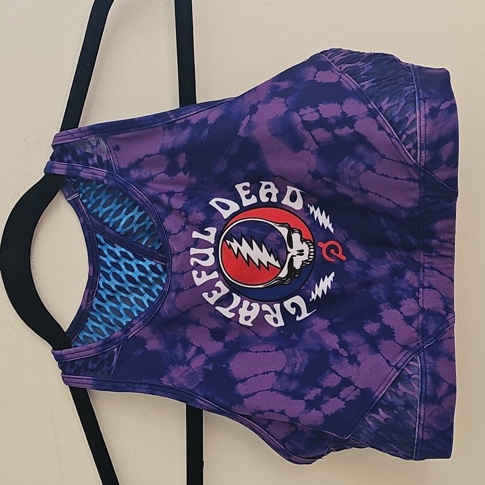 Peloton Grateful Dead Skull Purple Tie-Dye Sports Bra Small - Picture 2 of 8